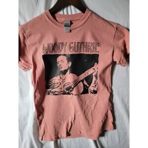 woody guthrie band   t shirt size   small salmon pink